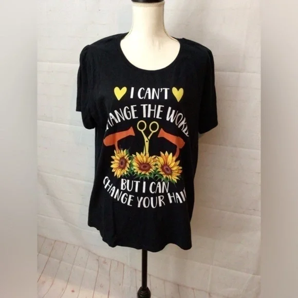 Can’t Change the World but can change ur hair. Hairstylist T shirt 2x (0050) - Picture 1 of 2
